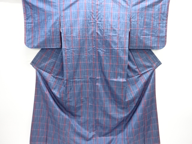 JAPANESE KIMONO / ENSEMBLE KIMONO / SILK / TSUMUGI / WOVEN GRID